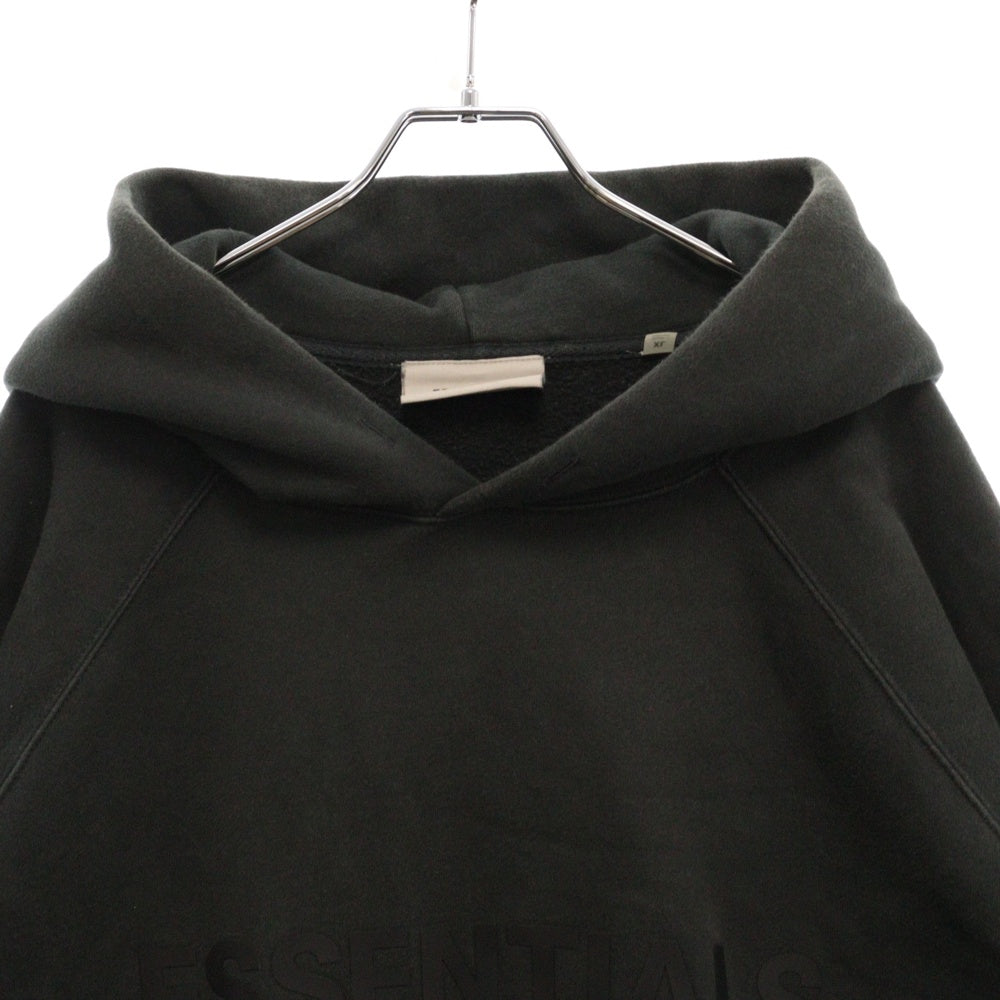 FEAR OF GOD ESSENTIALS(フィアオブゴッド エッセンシャルズ) フロントラバーロゴ プルオーバーフーディー パーカー ブラック