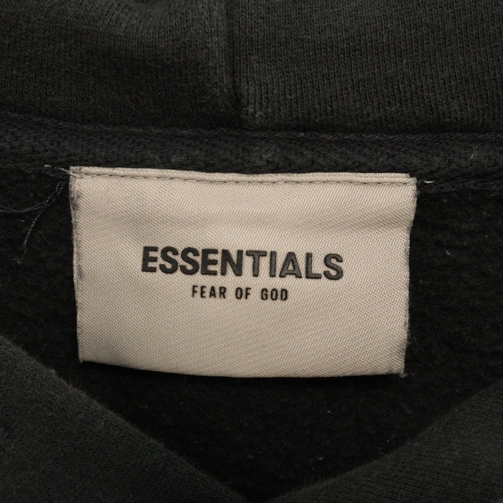 FEAR OF GOD ESSENTIALS(フィアオブゴッド エッセンシャルズ) フロントラバーロゴ プルオーバーフーディー パーカー ブラック