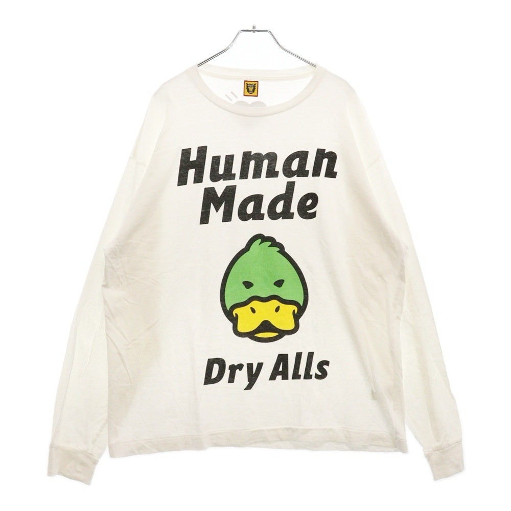 HUMAN MADE(ヒューマンメイド) DRY ALLS ダック プリントロゴ 長袖Tシャツ カットソー ホワイト