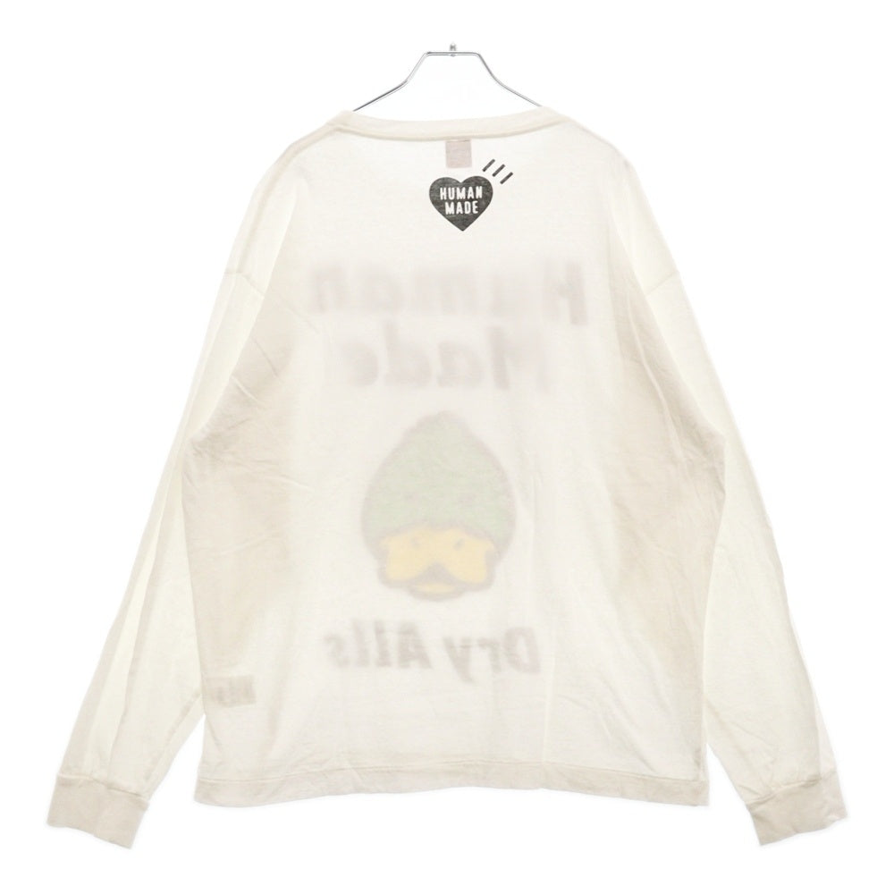 HUMAN MADE(ヒューマンメイド) DRY ALLS ダック プリントロゴ 長袖Tシャツ カットソー ホワイト