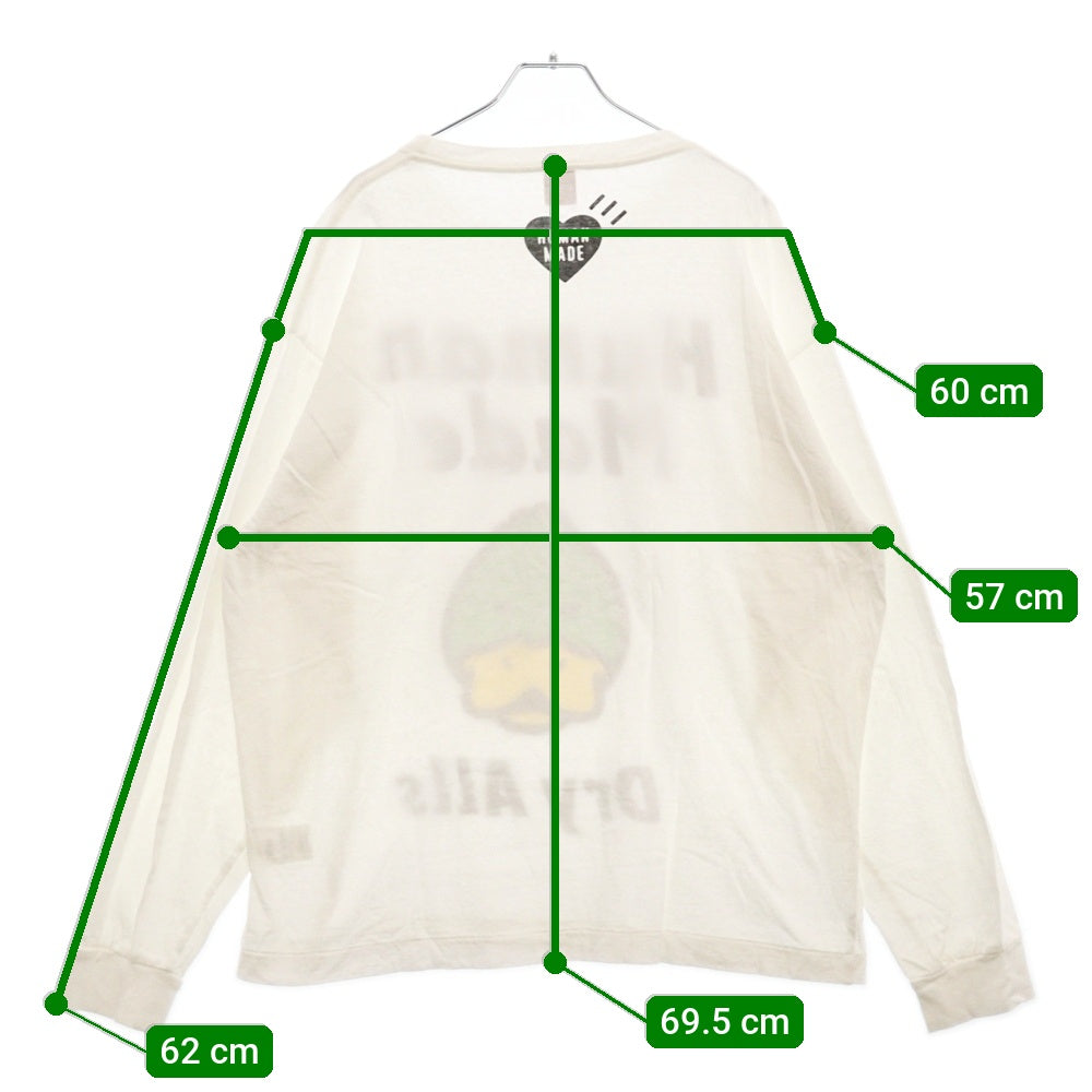 HUMAN MADE(ヒューマンメイド) DRY ALLS ダック プリントロゴ 長袖Tシャツ カットソー ホワイト