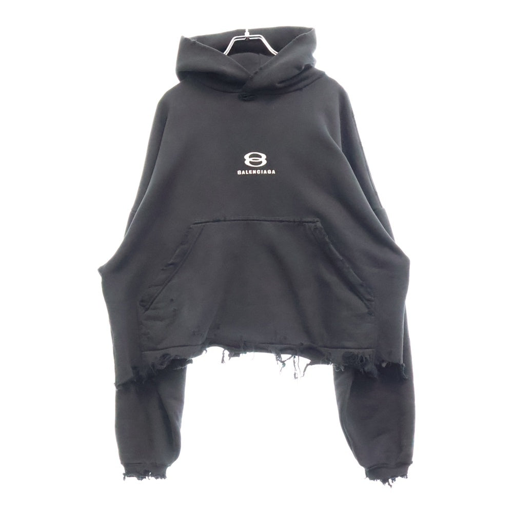 BALENCIAGA(バレンシアガ) 24SS UNITY SPORTS ICON CROPPED HOODIE ユニティスポーツ アイコン クロップド フーディー プルオーバーパーカー ブラック 783397 TQVB2