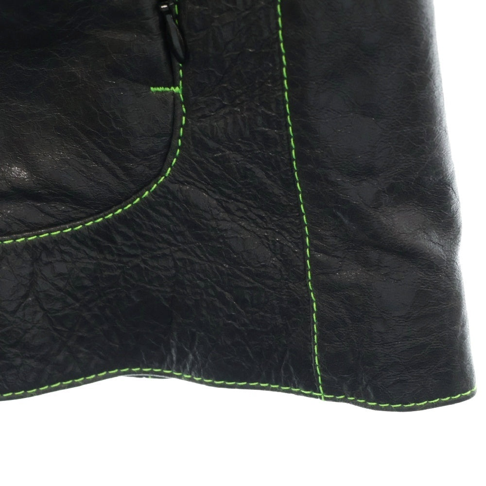 Acne Studios(アクネ ストゥディオズ) 24AW Leather Jacket バック刺繍ロゴ ジップアップ レザージャケット ブラック FN-MN-LEAT000282