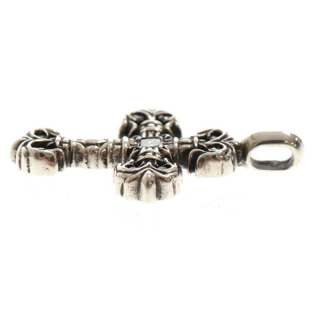 CHROME HEARTS(クロムハーツ) CHARM FILIGREE TINY P DMND タイニーフィリグリークロス チャーム パヴェダイヤ ペンダントトップ シルバー