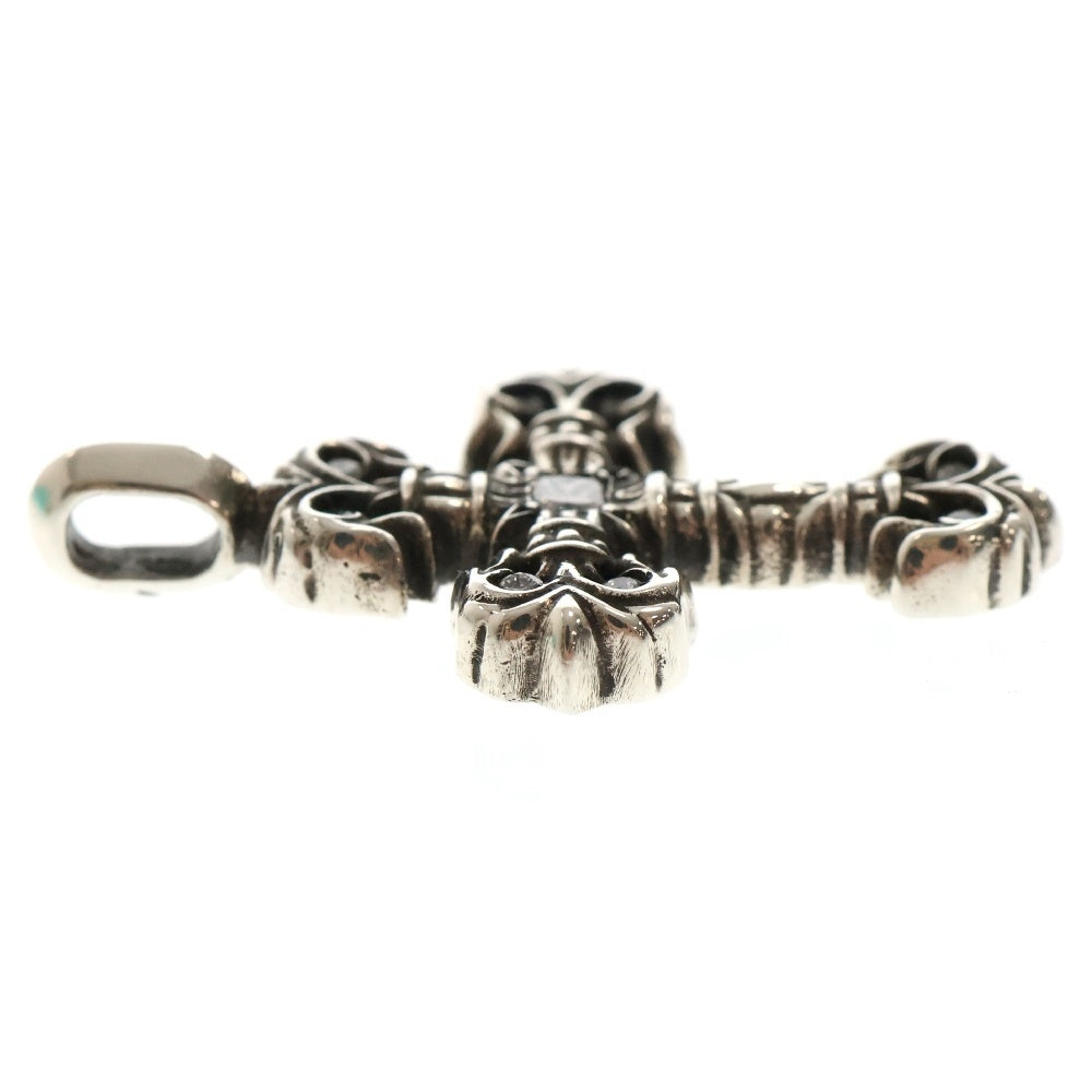 CHROME HEARTS(クロムハーツ) CHARM FILIGREE TINY P DMND タイニーフィリグリークロス チャーム パヴェダイヤ ペンダントトップ シルバー