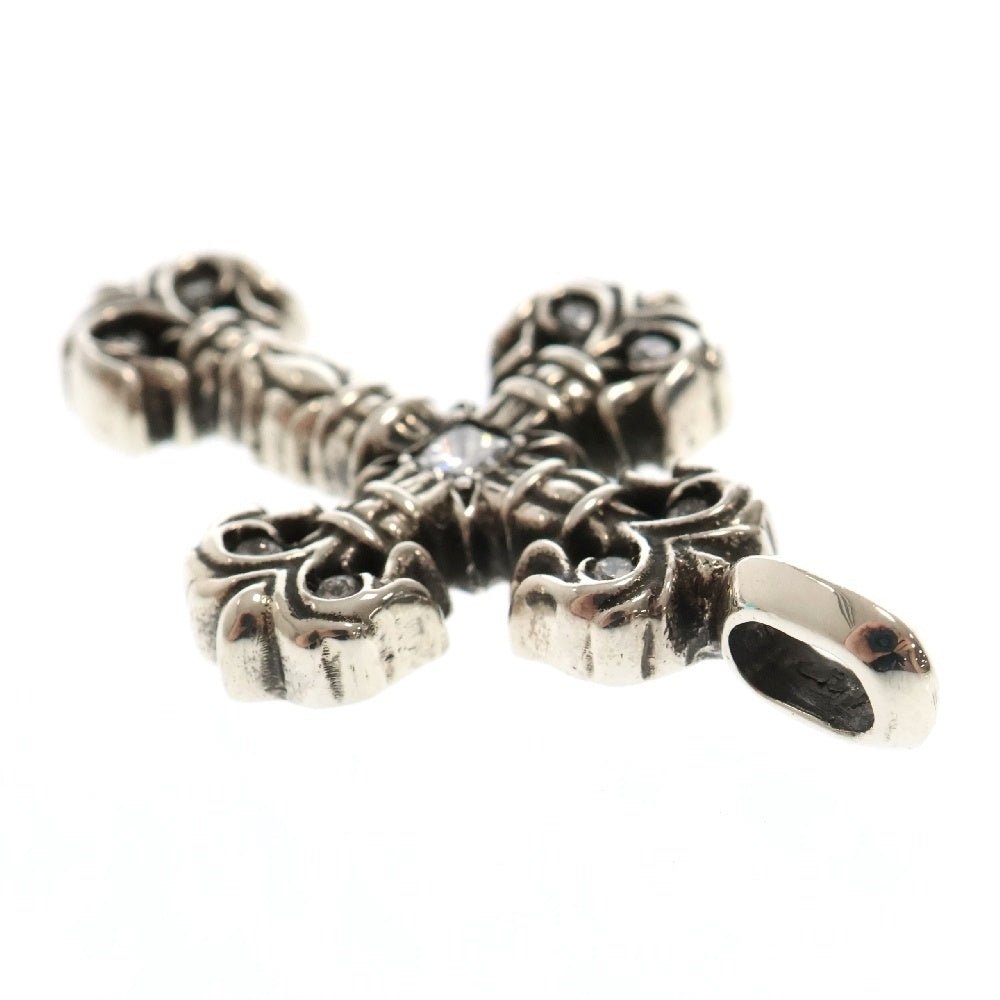 CHROME HEARTS(クロムハーツ) CHARM FILIGREE TINY P DMND タイニーフィリグリークロス チャーム パヴェダイヤ ペンダントトップ シルバー