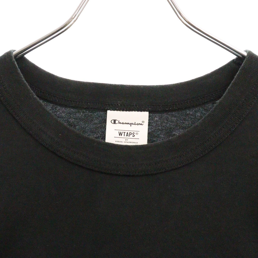 WTAPS(ダブルタップス) 24AW ×Champion Academy S/S T-Shirts フロント刺繍ロゴ 半袖Tシャツ カットソー ブラック C8-Z351