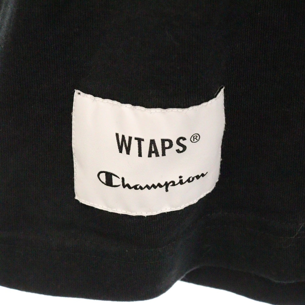 WTAPS(ダブルタップス) 24AW ×Champion Academy S/S T-Shirts フロント刺繍ロゴ 半袖Tシャツ カットソー ブラック C8-Z351