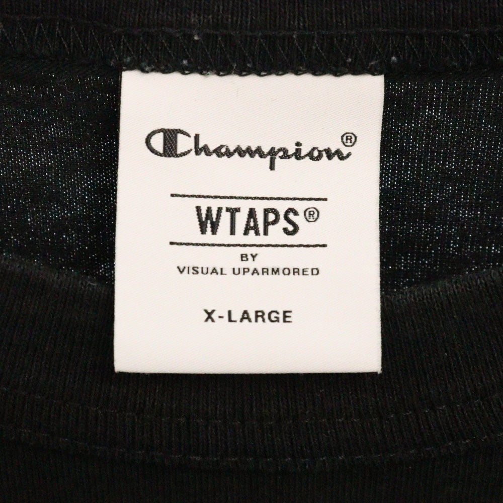 WTAPS(ダブルタップス) 24AW ×Champion Academy S/S T-Shirts フロント刺繍ロゴ 半袖Tシャツ カットソー ブラック C8-Z351