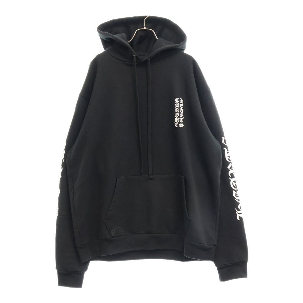 CHROME HEARTS(クロムハーツ) SWTSHRT PLVR 袖英字プリントプルオーバーパーカー ブラック