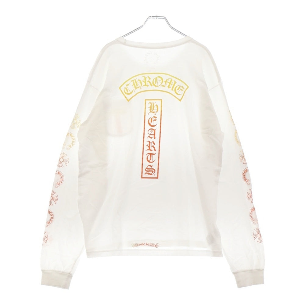 CHROME HEARTS(クロムハーツ) バックグラデーションロゴプリント長袖カットソー ホワイト/マルチカラー