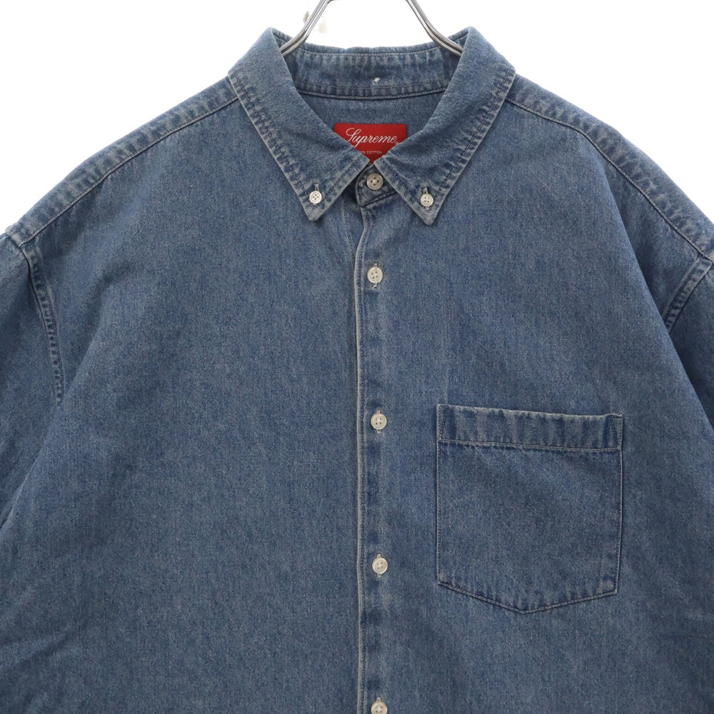 SUPREME(シュプリーム) 21SS Embossed Denim S/S Shirt バックロゴエンボスデニム半袖シャツ インディゴ