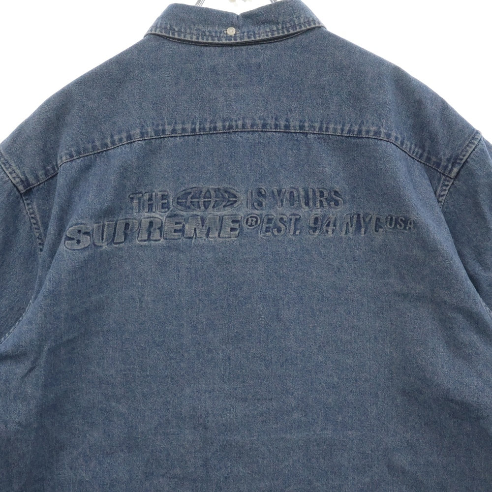 SUPREME(シュプリーム) 21SS Embossed Denim S/S Shirt バックロゴエンボスデニム半袖シャツ インディゴ