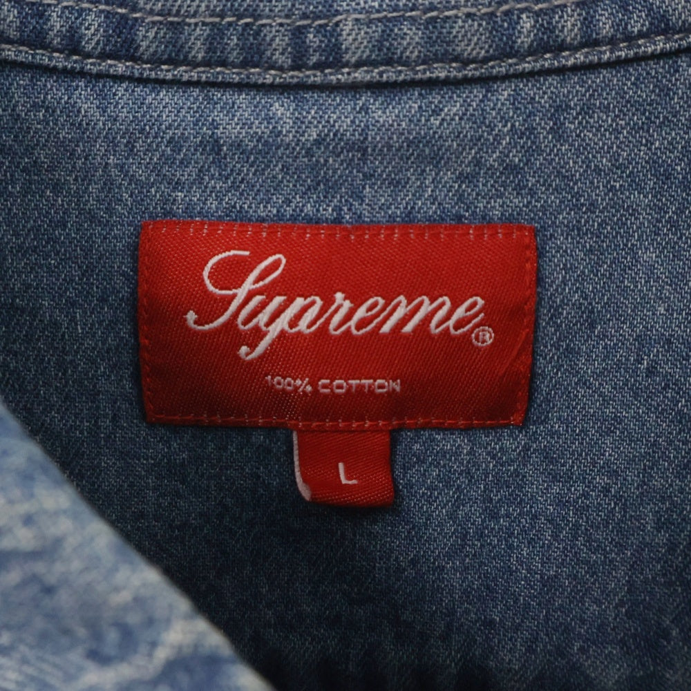 SUPREME(シュプリーム) 21SS Embossed Denim S/S Shirt バックロゴエンボスデニム半袖シャツ インディゴ