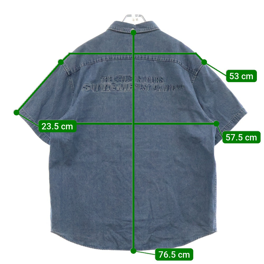 SUPREME(シュプリーム) 21SS Embossed Denim S/S Shirt バックロゴエンボスデニム半袖シャツ インディゴ