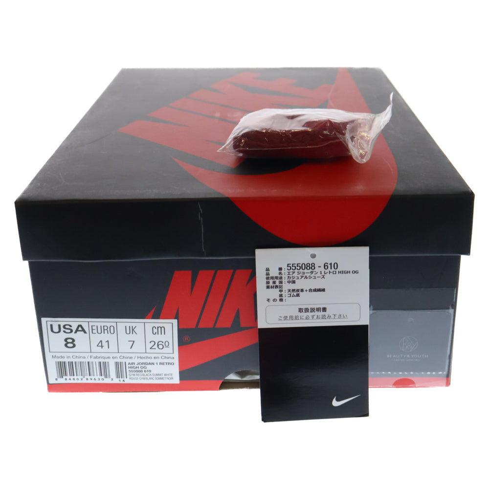 NIKE(ナイキ) AIR JORDAN 1 RETRO HIGH OG BRED TOE 555088-610 エアジョーダン1 ブレッドトゥ ハイカットスニーカー レッド/ブラック US8/26cm