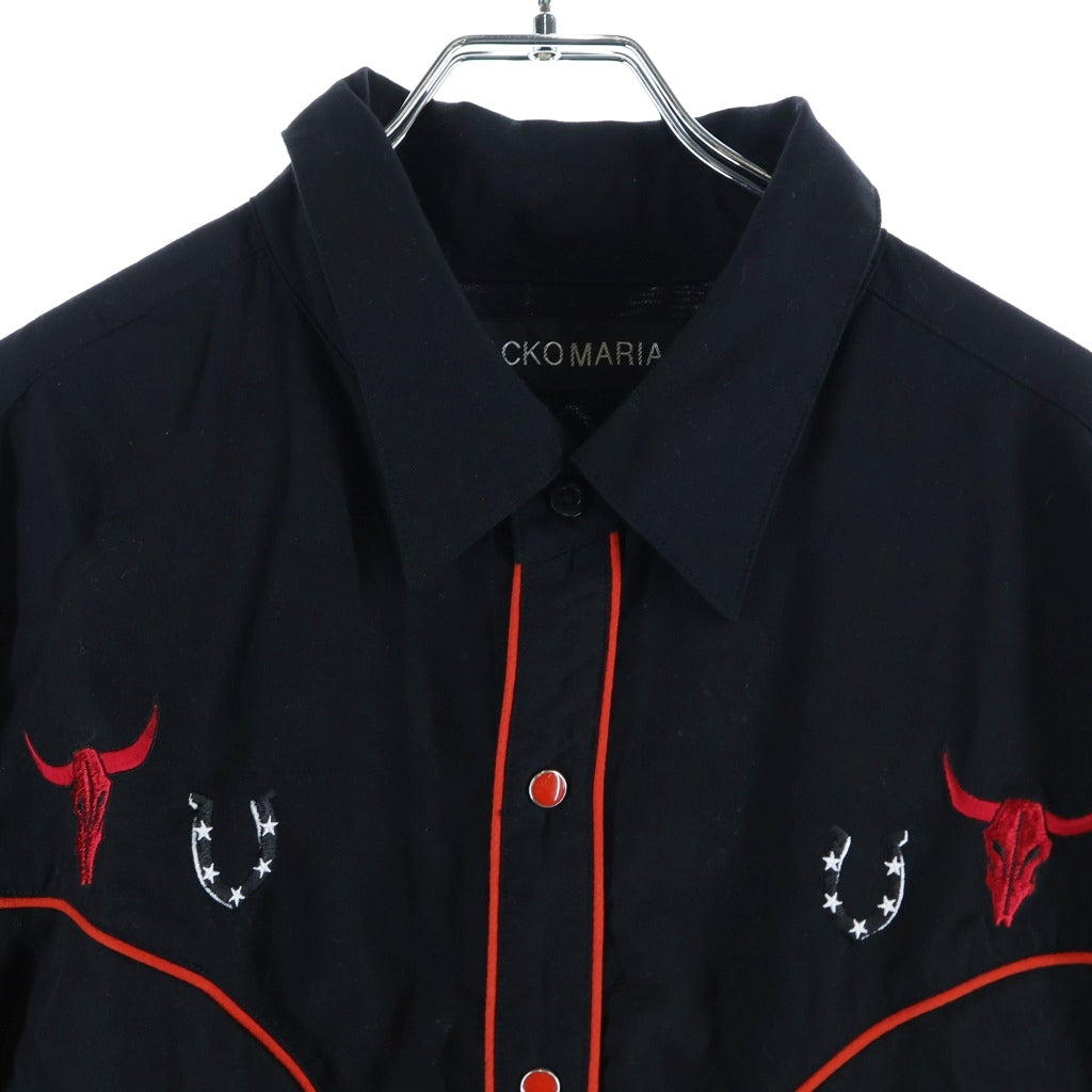WACKO MARIA(ワコマリア) WESTERN SHIRT ウエスタン半袖シャツ ブラック/レッド
