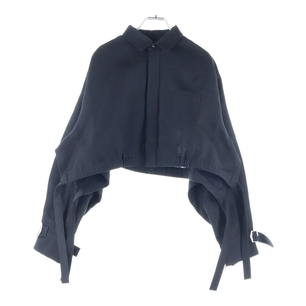 Sacai(サカイ) 23SS ダブルフェイス 5ボタン ショートレングス 長袖シャツ ブラック レディース 23-06688