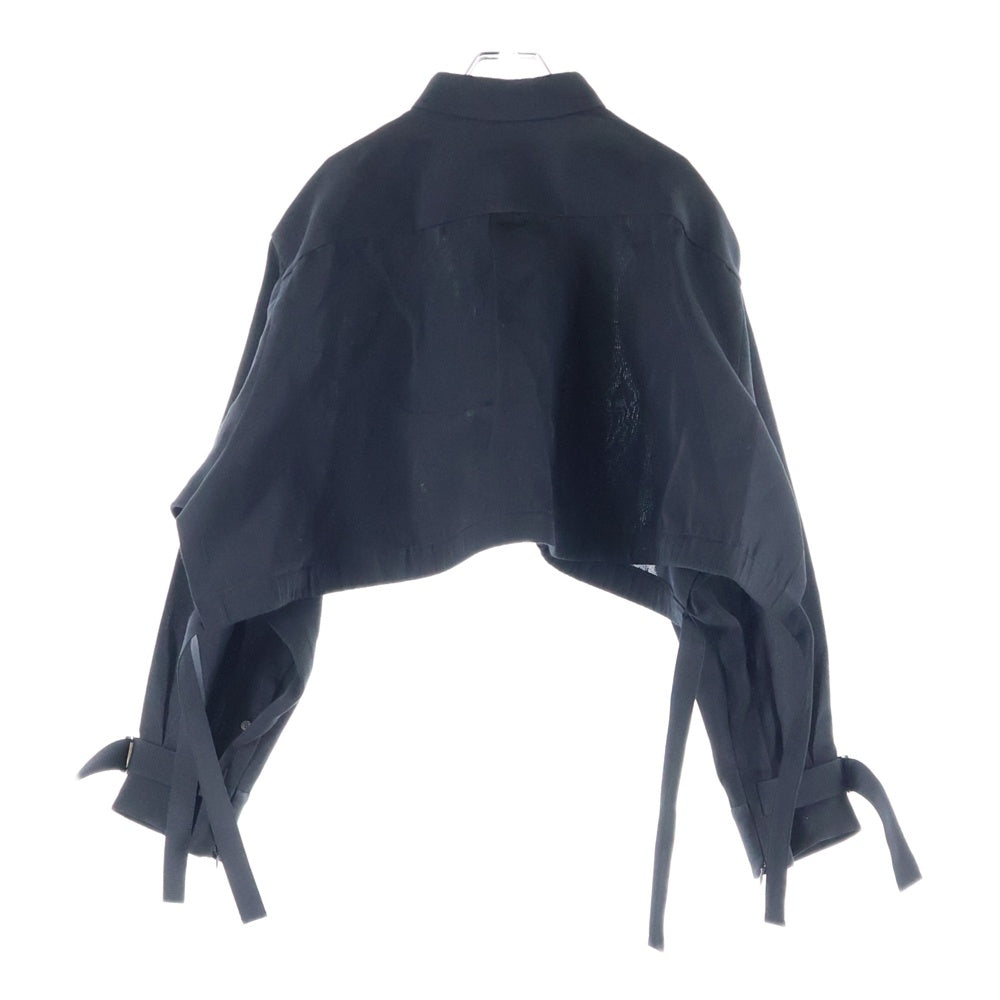 Sacai(サカイ) 23SS ダブルフェイス 5ボタン ショートレングス 長袖シャツ ブラック レディース 23-06688