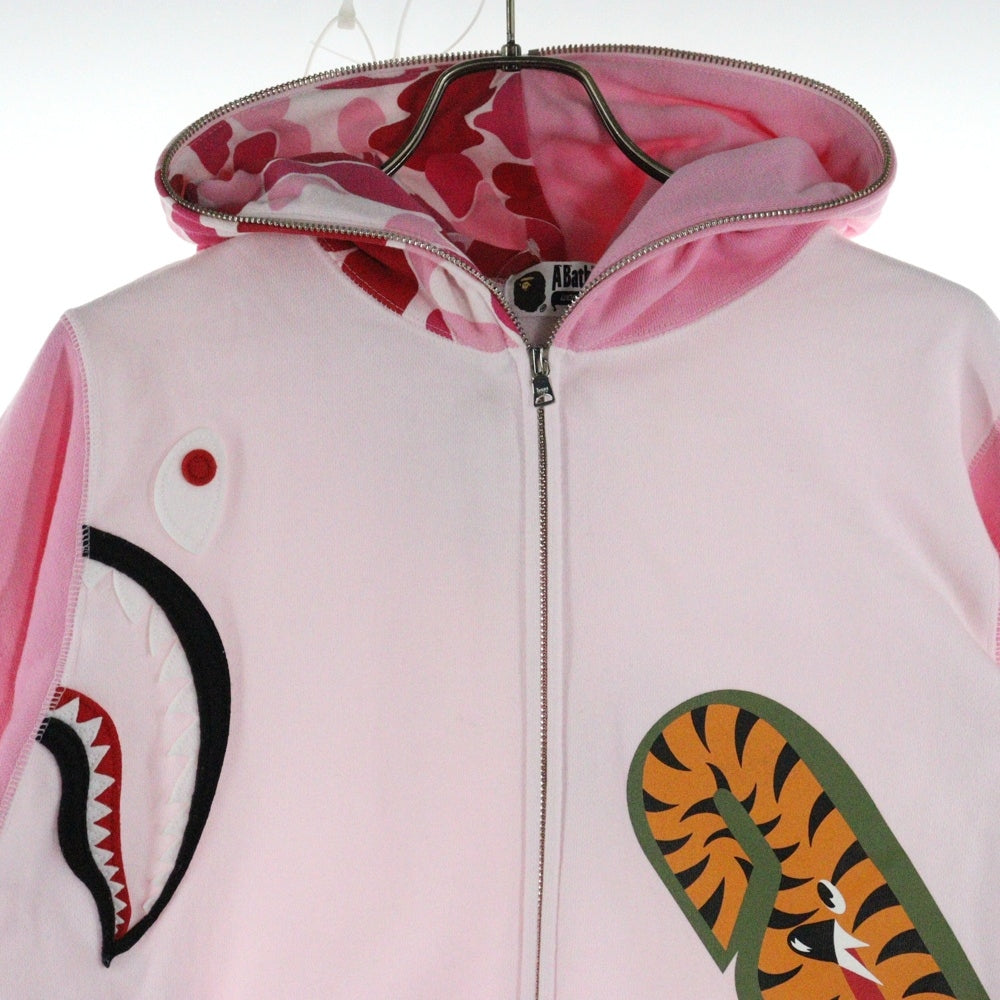A BATHING APE(アベイシングエイプ) SHARK FULL ZIP HOODIE シャーク フルジップアップパーカー ピンク 001ZPH802505L