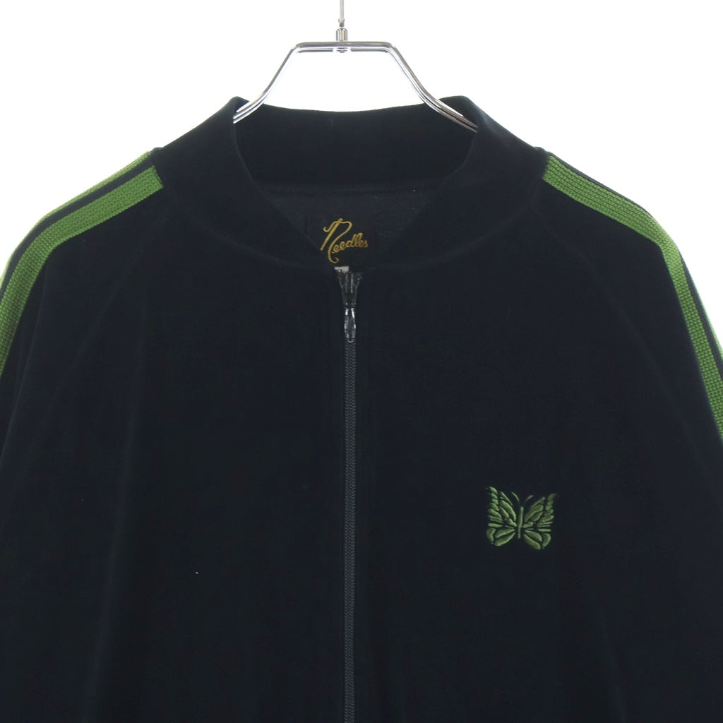 Needles(ニードルス) Rib Collar Track Jacket - C/PE Velour ジップアップ ベロア トラックジャケット ブラック RW323