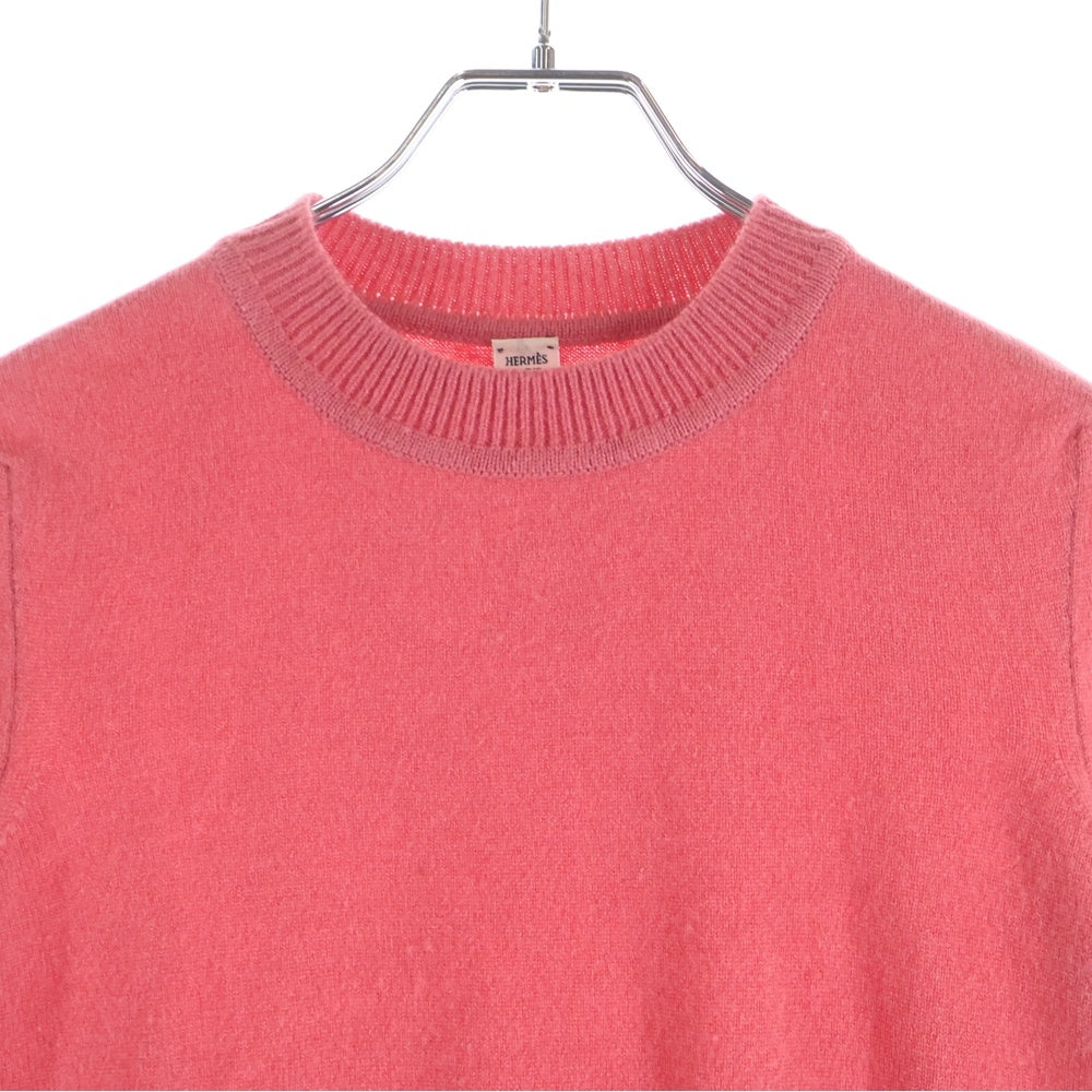 HERMES(エルメス) 22SS クルーネック 半袖ニット カシミヤ ピンク 2E2638D1