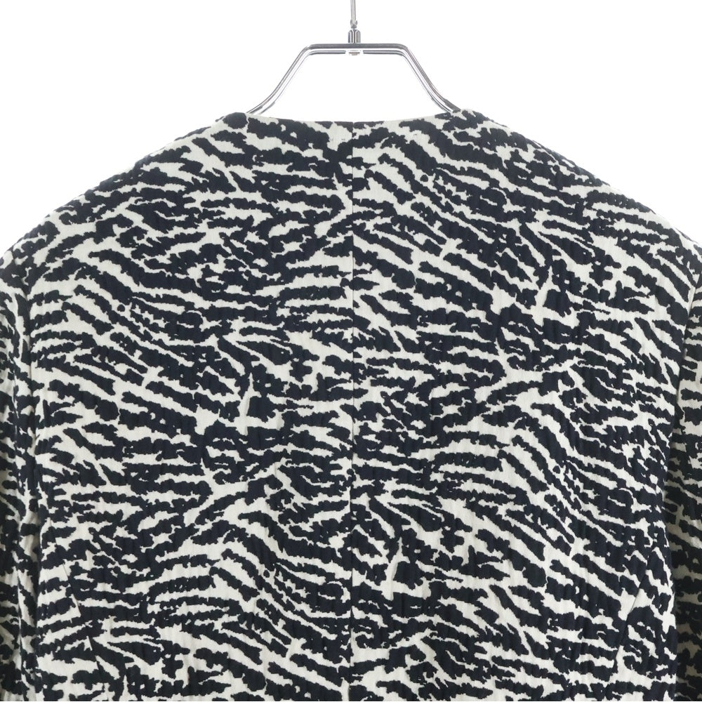 Max Mara(マックスマーラ) ゼブラ総柄 ノーカラー ロング コート ブラック/ホワイト レディース