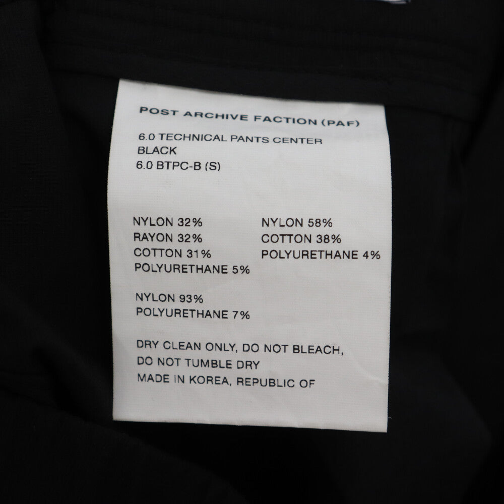 POST ARCHIVE FACTION(ポストアーカイブファクション) 6.0TECHNICAL PANTS CENTER テクニカルナイロンパンツ ブラック 6.0 BTPC-B