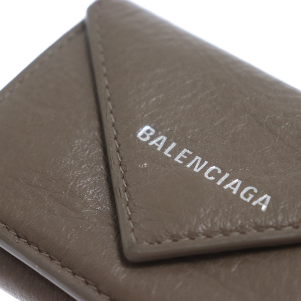 BALENCIAGA(バレンシアガ) ペーパーミニ コンパクトウォレット 三つ折り財布 レザー ベージュ 391446