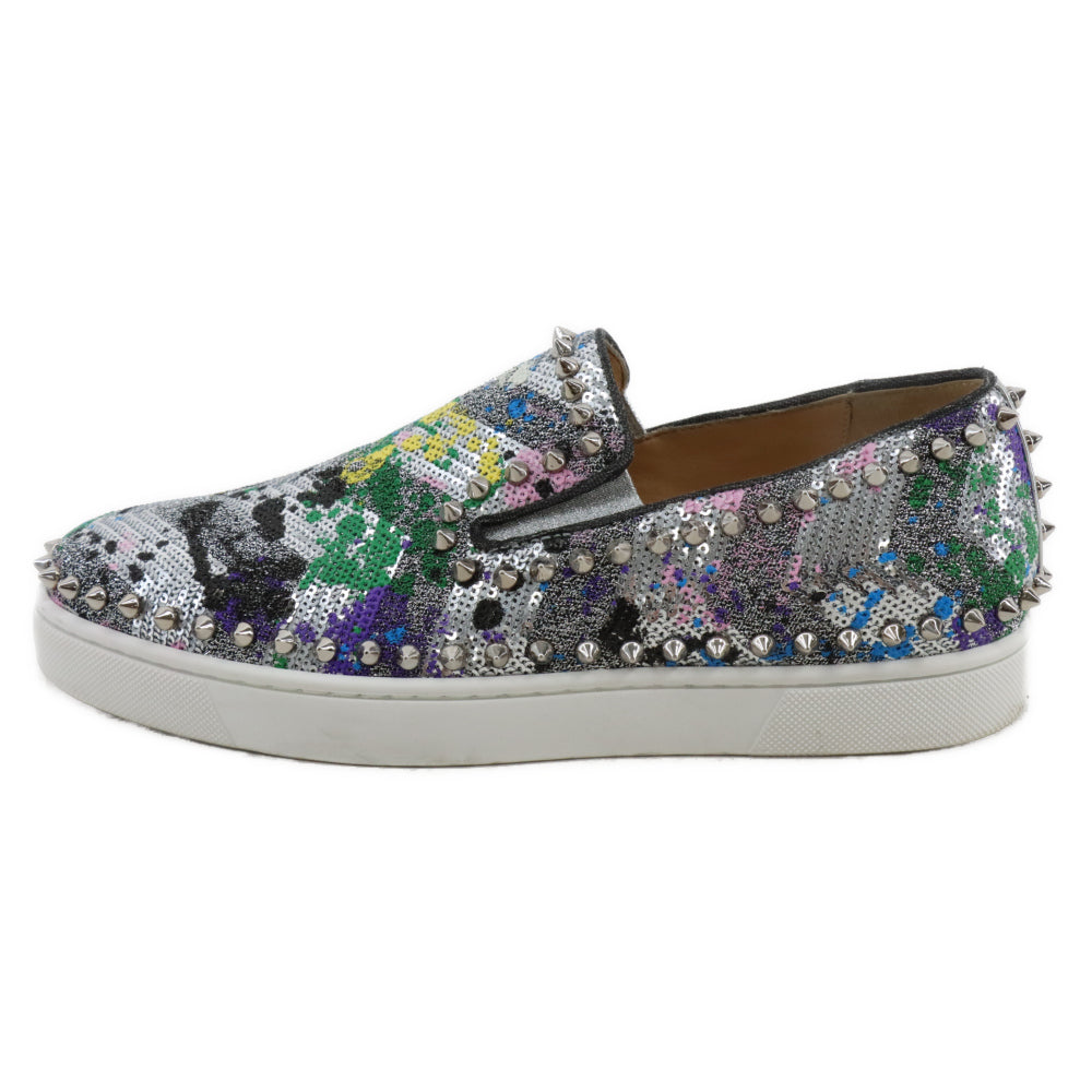 CHRISTIAN LOUBOUTIN(クリスチャンルブタン) PIK BOAT PAILLETE SPLASH スパイクスタッズ スパンコール ローカットスニーカー マルチカラー