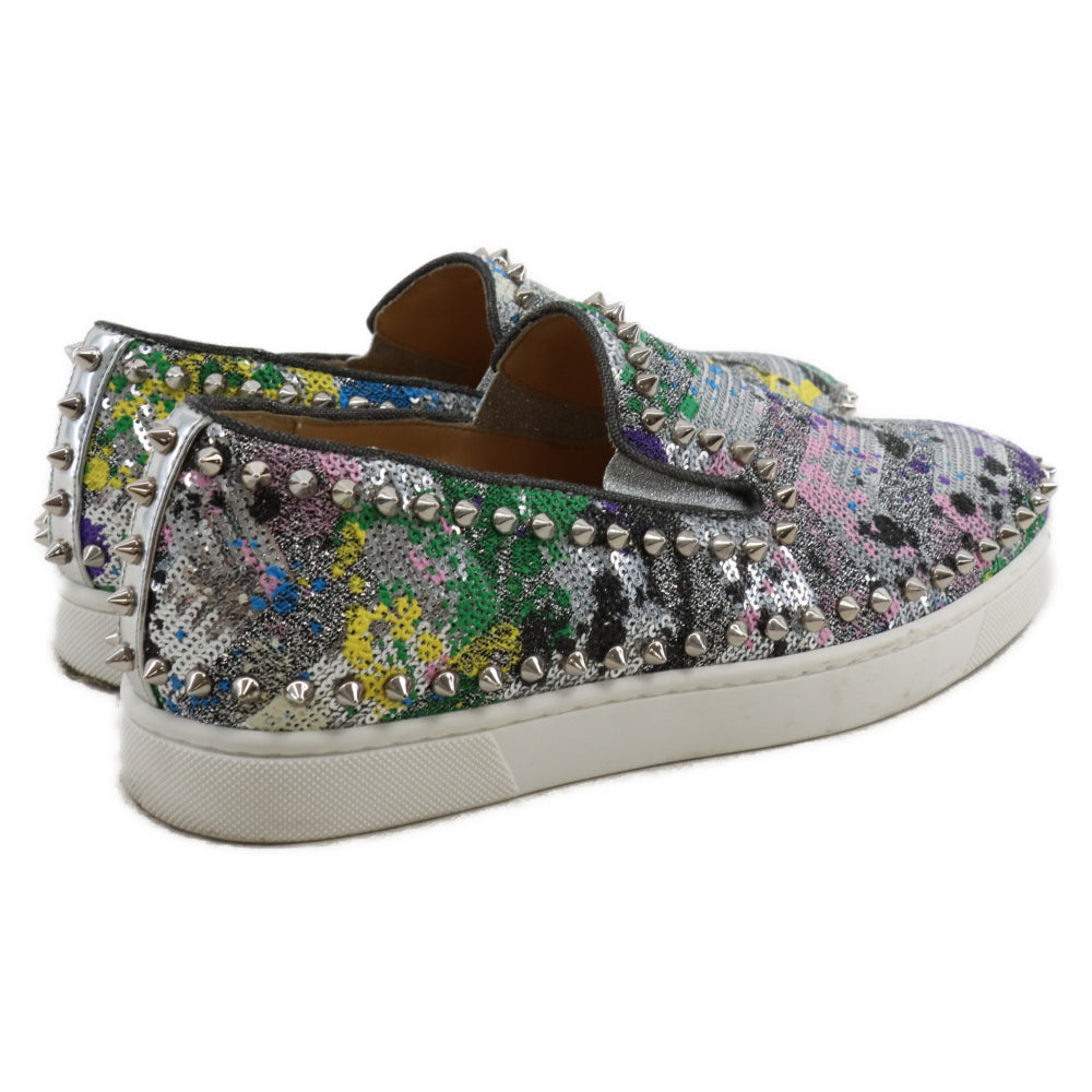 CHRISTIAN LOUBOUTIN(クリスチャンルブタン) PIK BOAT PAILLETE SPLASH スパイクスタッズ スパンコール ローカットスニーカー マルチカラー