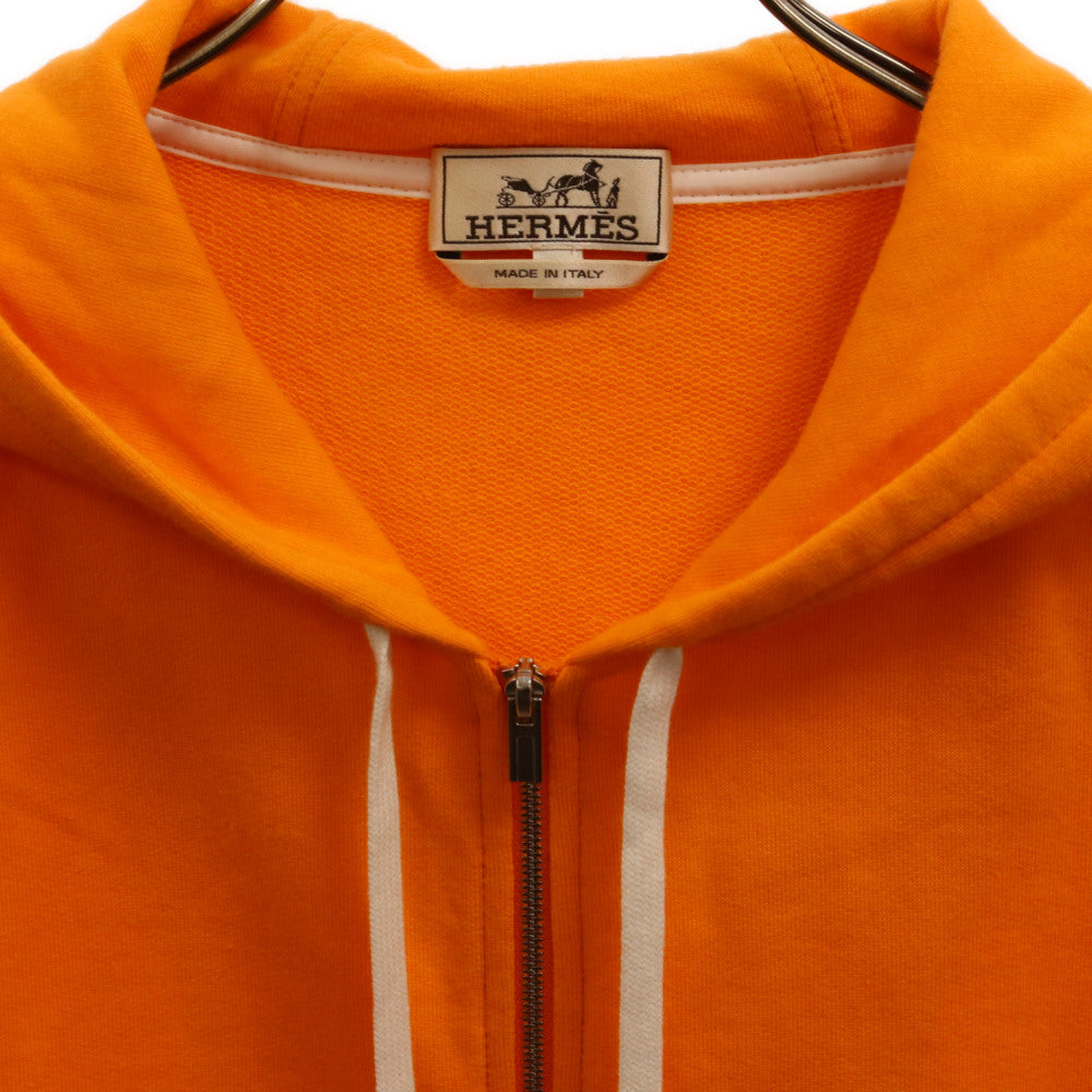 HERMES(エルメス) ラインHモチーフコットンジップアップパーカー フーディー オレンジ 91-5742