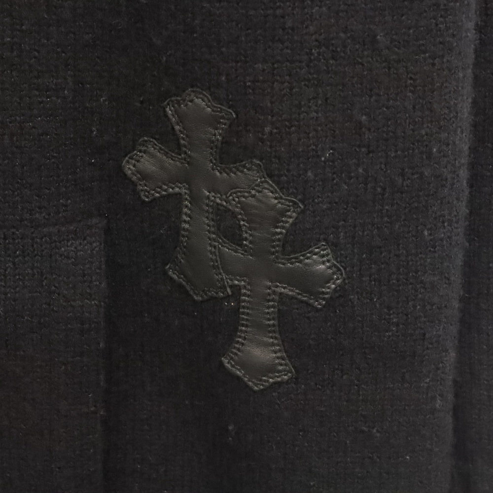 CHROME HEARTS(クロムハーツ) カシミア クロスパッチ プルオーバーパーカーニット バックトリプルクロス ブラック