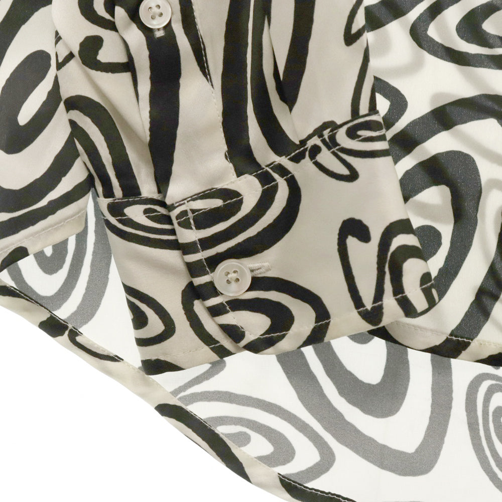 STUSSY(ステューシー) 22SS SWIRLY S SILK SHIRT 1110242 総柄シルク長袖シャツ ホワイト