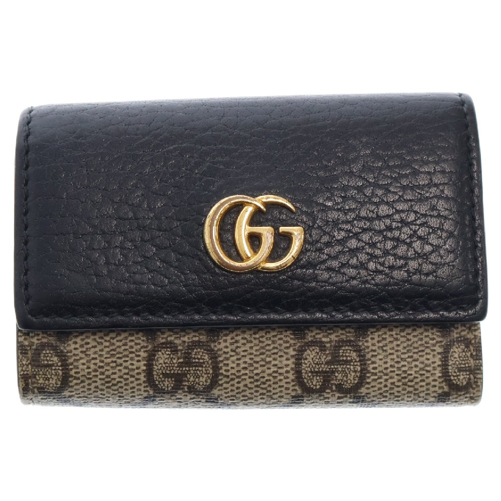 GUCCI(グッチ) GGスプリームキャンバス6連レザーキーケース ブラック 456118