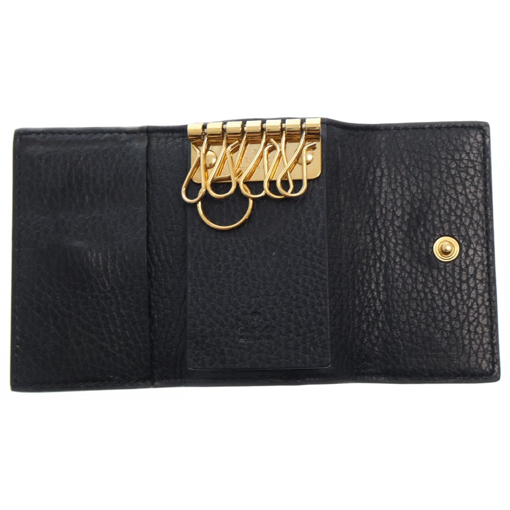 GUCCI(グッチ) GGスプリームキャンバス6連レザーキーケース ブラック 456118