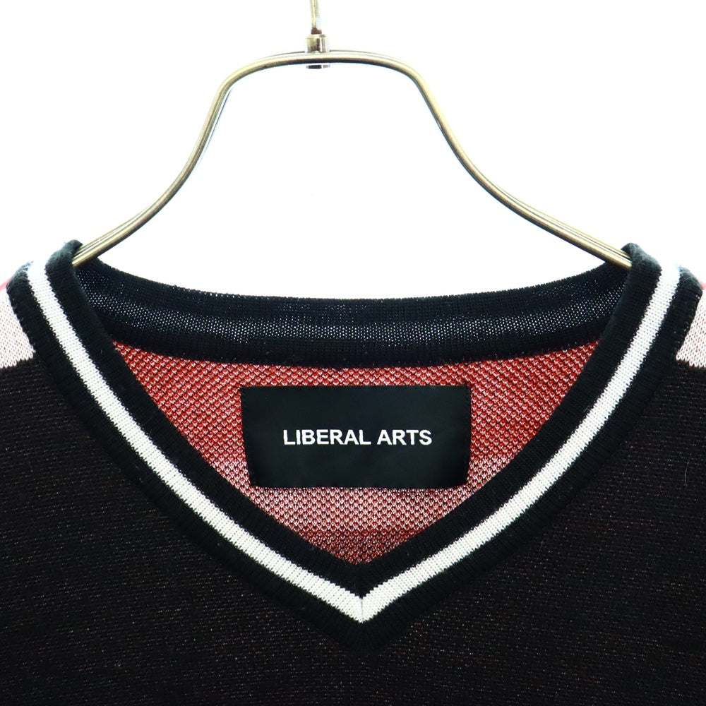 LIBERAL ARTS(リベラルアーツ) LA GAME SHIRT LAパッチオーバーサイズゲームシャツ 長袖カットソー 長袖Tシャツ ロングスリーブカットソー ロンT ブラック/レッド LA-09-03-0223