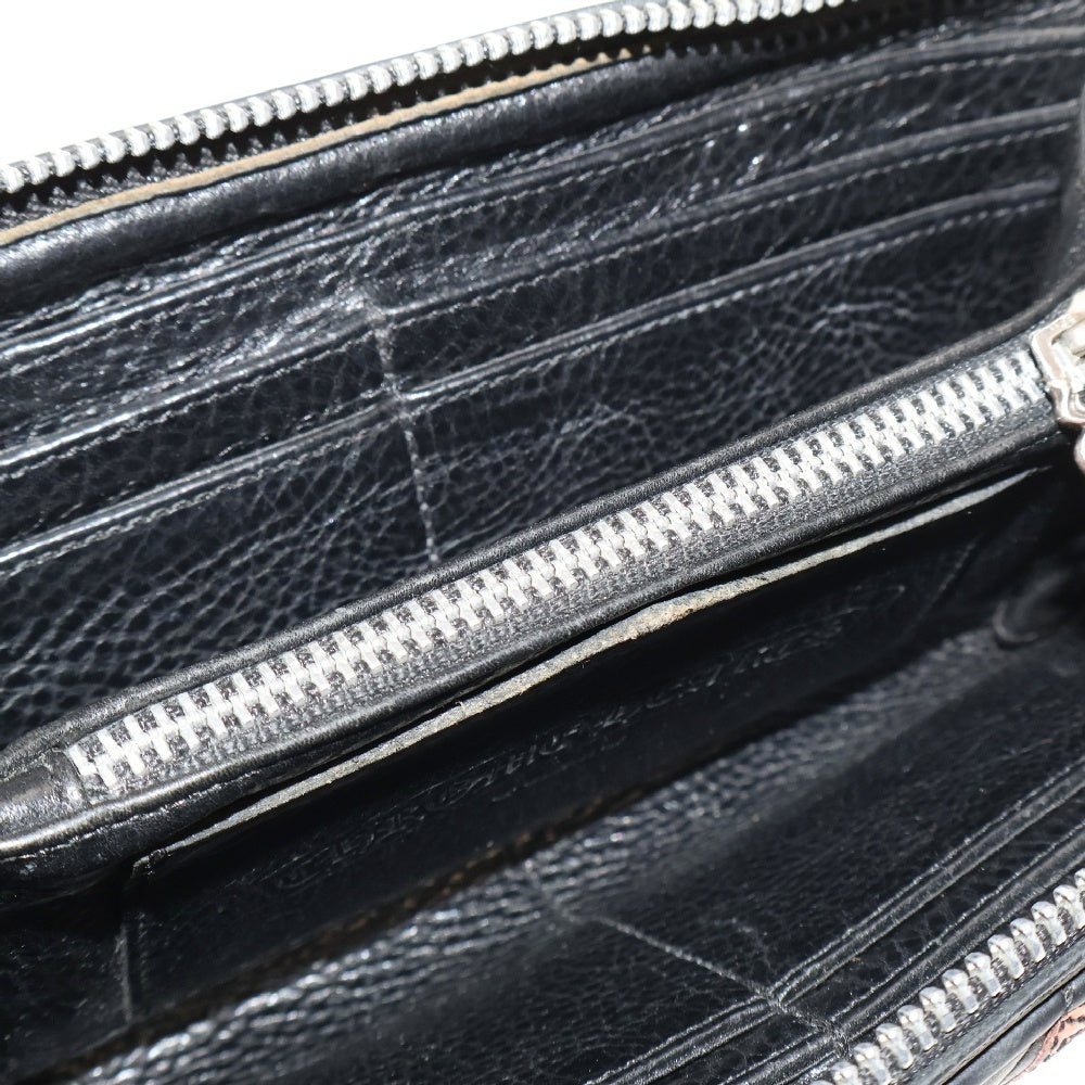 CHROME HEARTS(クロムハーツ) REC F ZIP/QUILTED マルチカラーセメタリークロスパッチ キルティングレザーウォレット 長財布 ブラック/マルチカラー