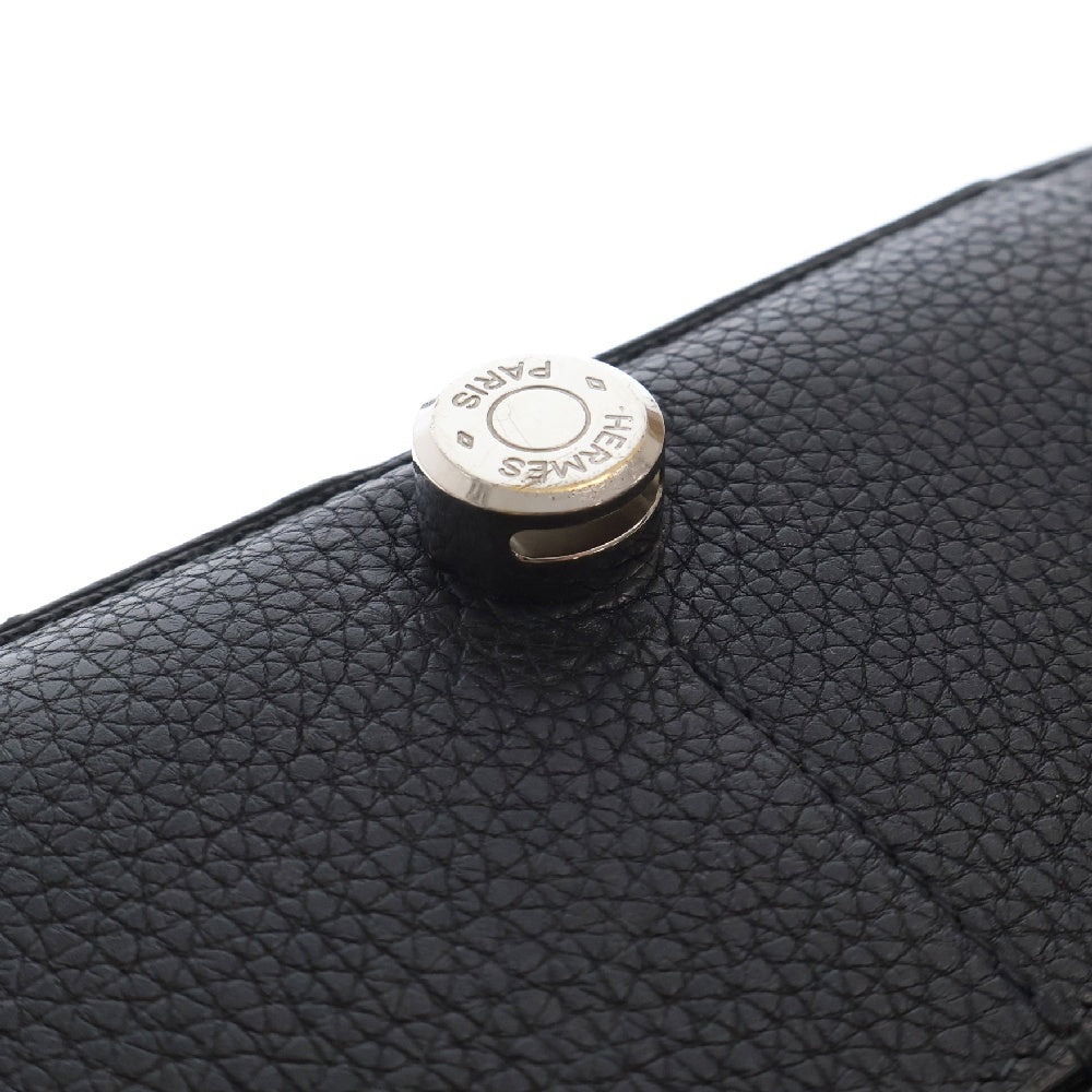 HERMES(エルメス) ドゴンGM Y刻印 SV金具レザー長財布 ウォレット ブラック