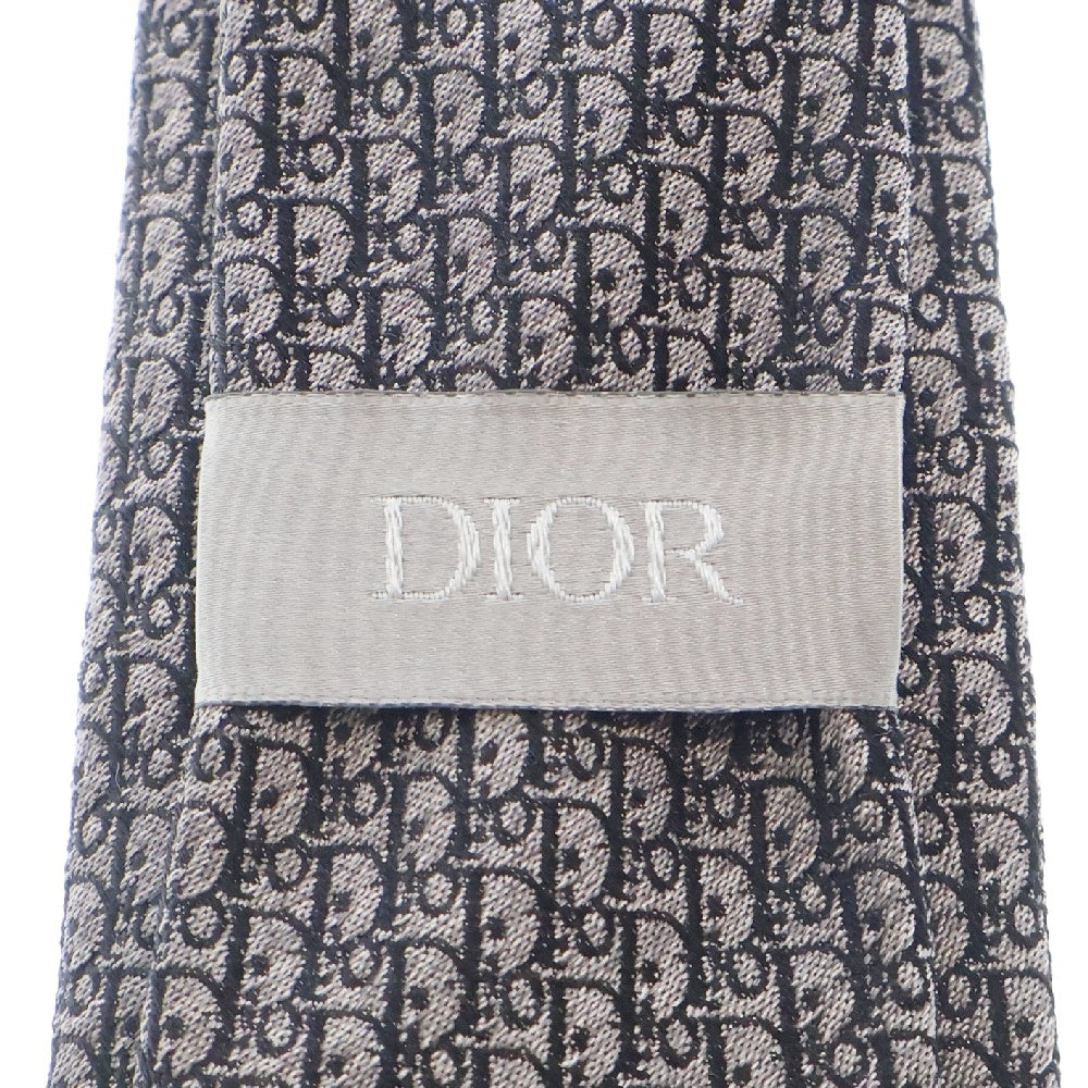 DIOR(ディオール) オブリーク柄シルクネクタイ シルバー