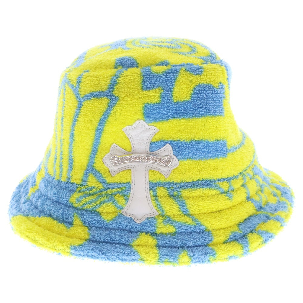 CHROME HEARTS(クロムハーツ) HAT U CHUM FBRC クロスパッチ 総柄パイルバケットハット ブルー/イエロー