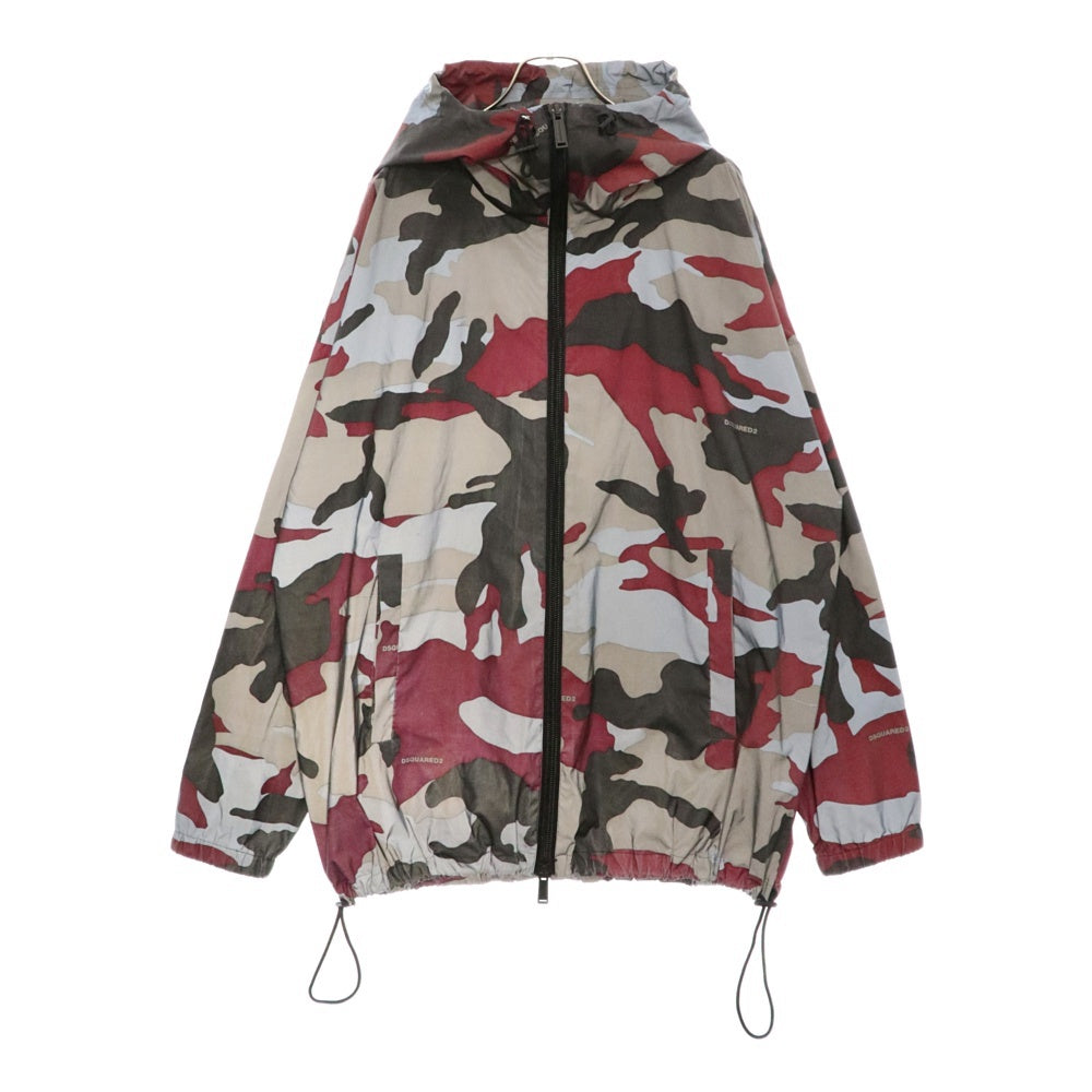 DSQUARED2(ディースクエアード) COATED CAMOUFLAGE ZIP WINDBREAKER SPORTS JACKET カモ柄リフレクターナイロンジップアップジャケット マルチ S74AM1161