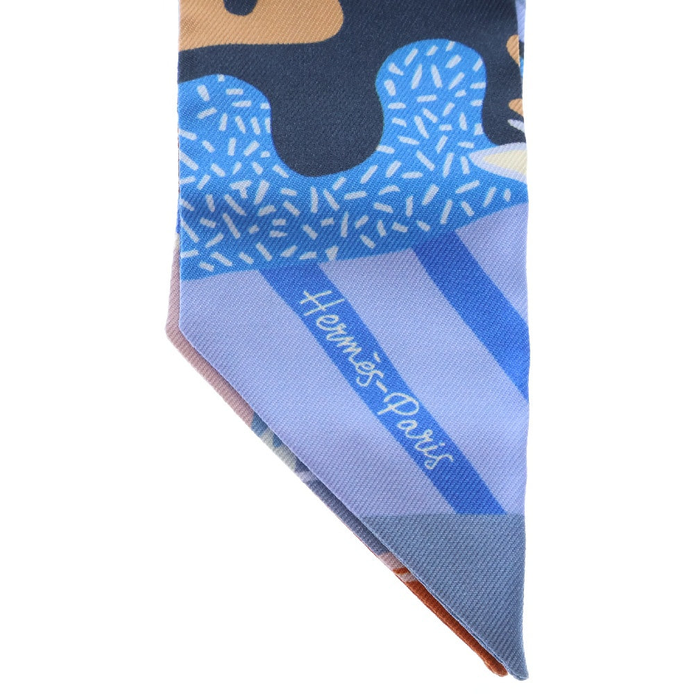 HERMES(エルメス) TWILLY EN LIBERTE ツイリー 総柄シルクスカーフ 犬 ドッグ マルチ レディース 063911S