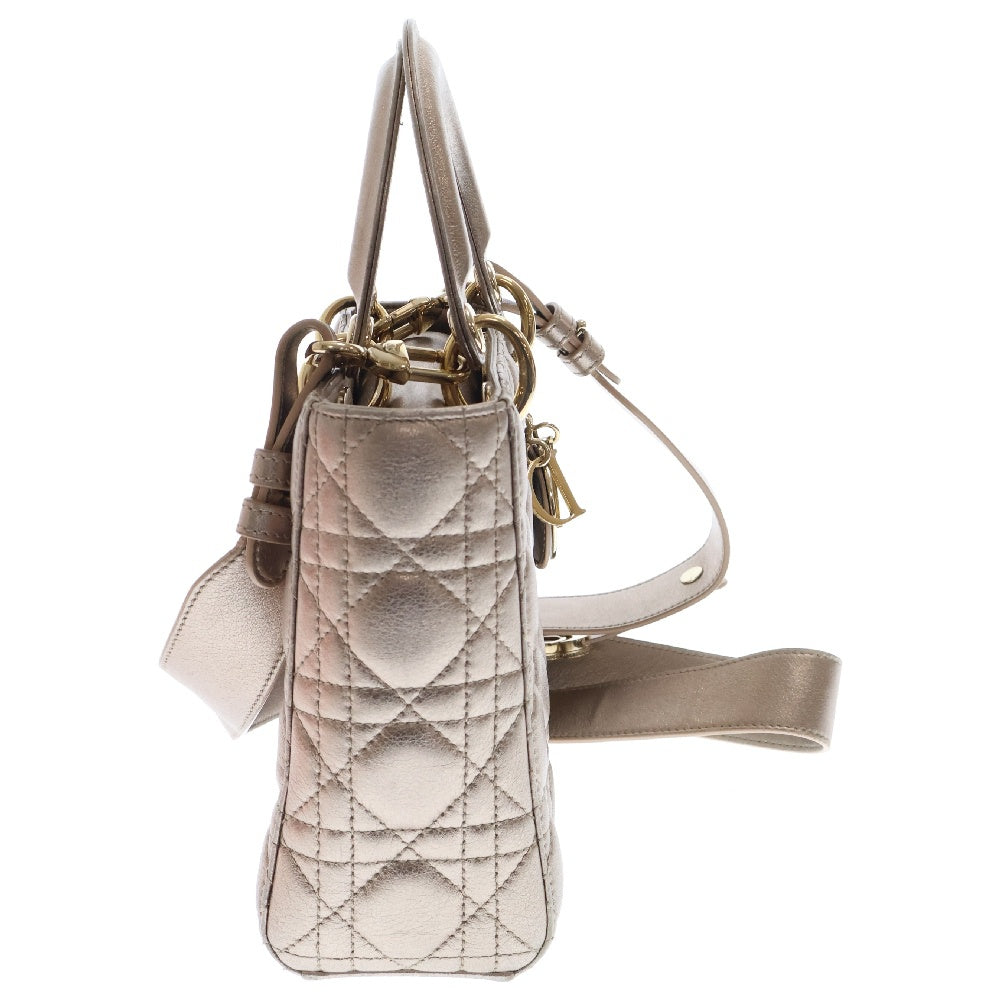 DIOR(ディオール) Lady Dior My ABCDIOR レディディオール カナージュ ラムスキン ショルダーバッグ ハンドバッグ 2WAY レディース ゴールド 04-MA-0251