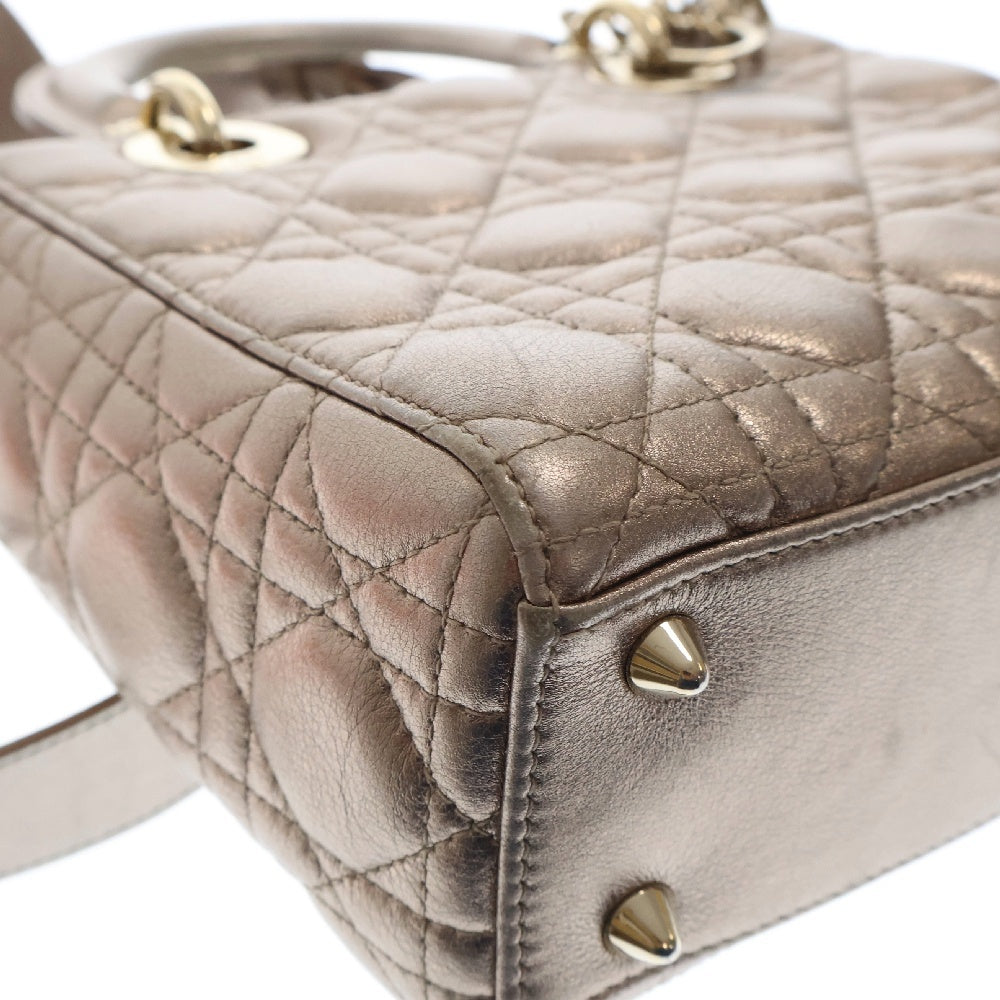 DIOR(ディオール) Lady Dior My ABCDIOR レディディオール カナージュ ラムスキン ショルダーバッグ ハンドバッグ 2WAY レディース ゴールド 04-MA-0251