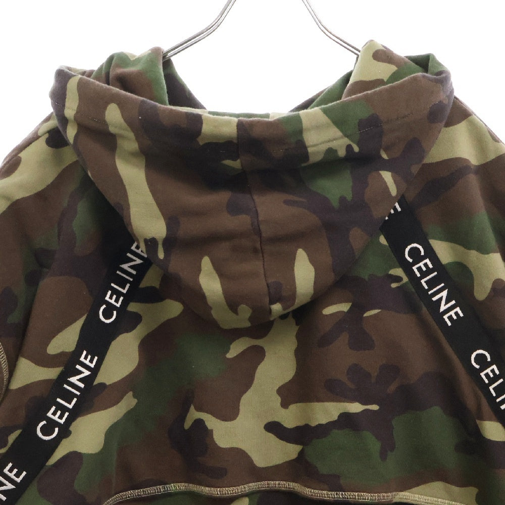 CELINE(セリーヌ) 23AW Bands Hoodie カモフラージュ 迷彩柄 レイヤードプルオーバースウェットパーカー フーディー カーキ 2Y85A885M
