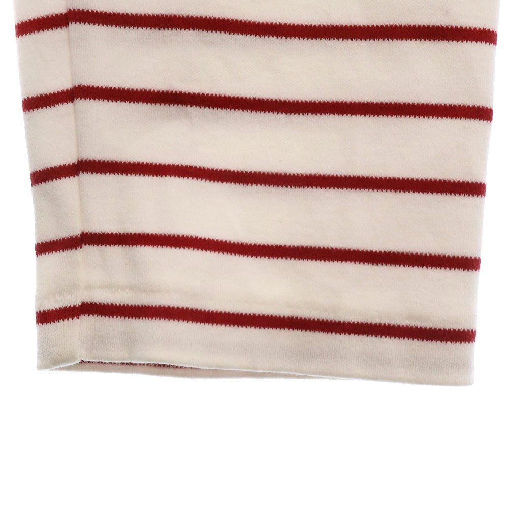 MONCLER(モンクレール) MAGLIA GIRPCOLLO マグリア フロントロゴ刺繍クルーネックボーダー長袖Tシャツカットソー ロンT ホワイト/レッド D20938058500 829DF