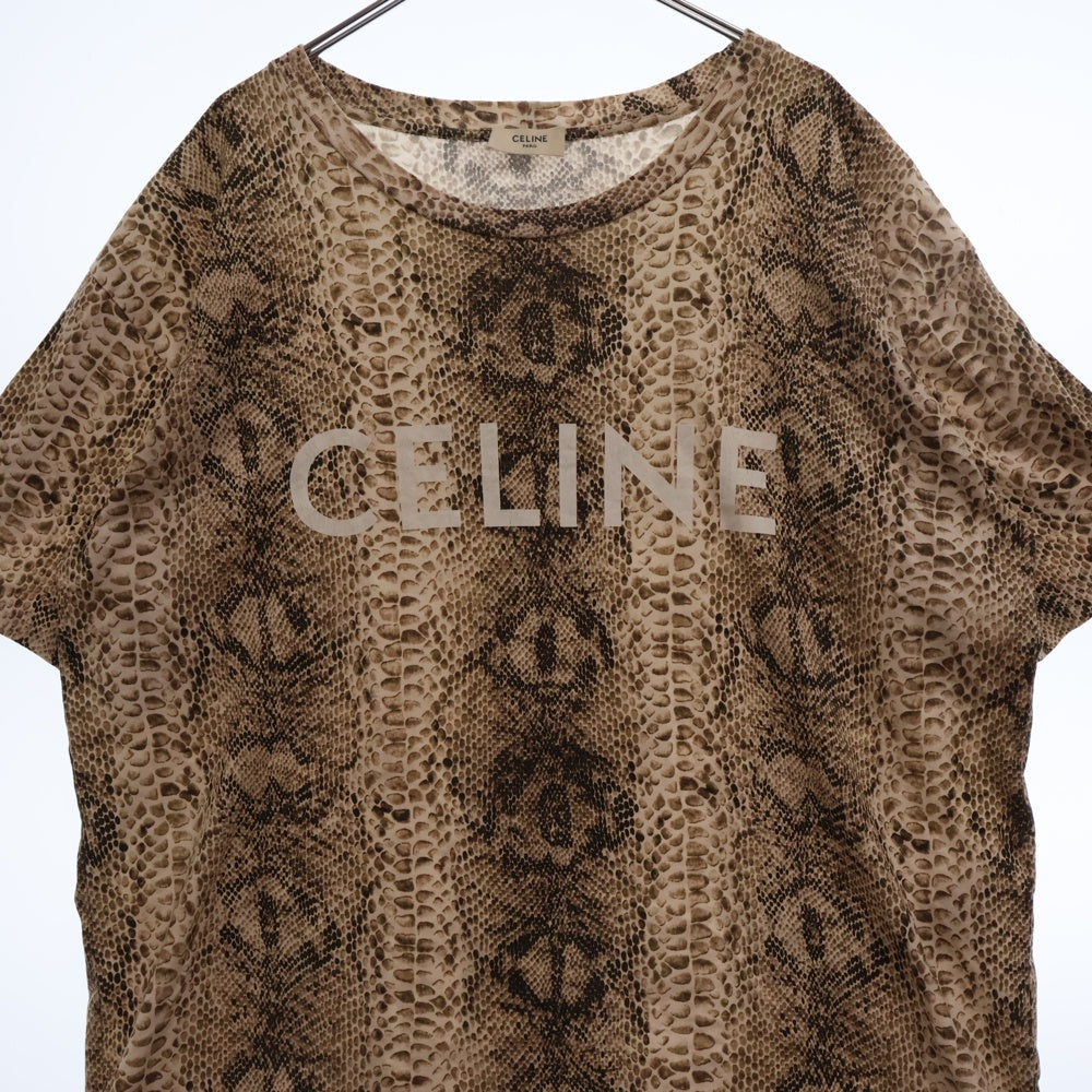 CELINE(セリーヌ) 22SS Serpent Python Print Logo Loose Tee サーペント パイソン総柄半袖Tシャツ ベージュ 2X681307H