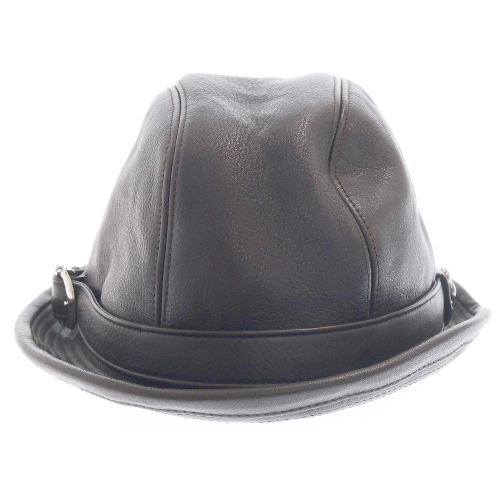 CHROME HEARTS(クロムハーツ) FEDRA フェドラ BSフレア ガンスリンガー レザーハット 帽子 ブラウン/シルバー