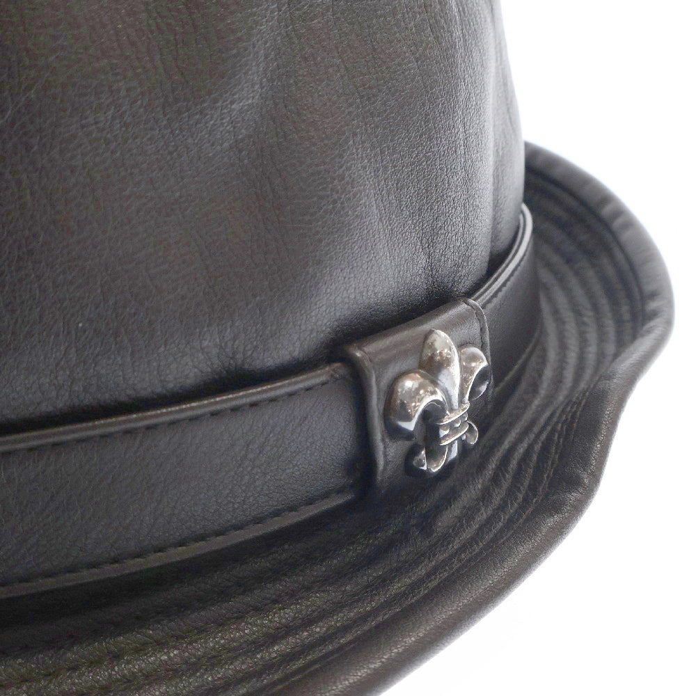 CHROME HEARTS(クロムハーツ) FEDRA フェドラ BSフレア ガンスリンガー レザーハット 帽子 ブラウン/シルバー